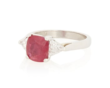 A Platinum, Ruby and Diamond Ring