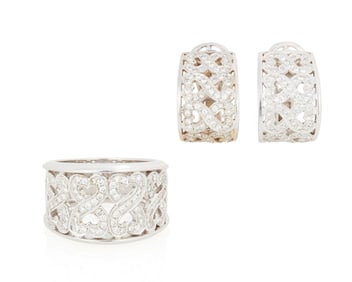 An 18K White Gold and Diamond Set