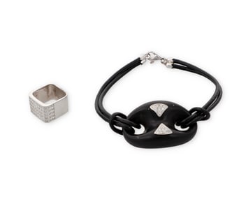 A White Gold and Diamond Ring and Bracelet