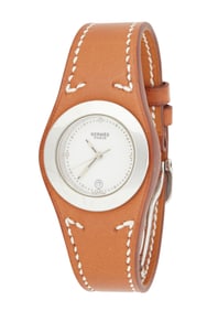 Hermes: A Stainless Steel and Leather Watch