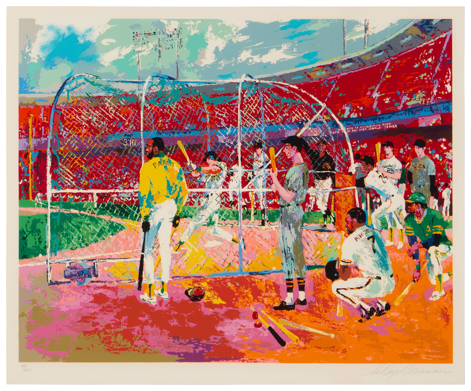 LeRoy Neiman (1921-2012), "Bay Area Baseball," 1990: LeRoy Neiman(1921-2012)"Bay Area Baseball," 1990Screenprint in colors on paperEdition: 46/450Signed and numbered in pencil in the lower margin: LeRoy NeimanImage: 28" H x 35.5" W; Sight: 31" H x 37.75