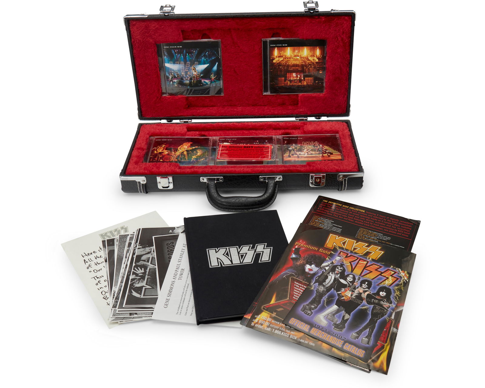 KISS: "The Box Set" CDs 2001 Gene Simmons & Paul Stanley Signed Mini Guitar Case (1 of 10)
