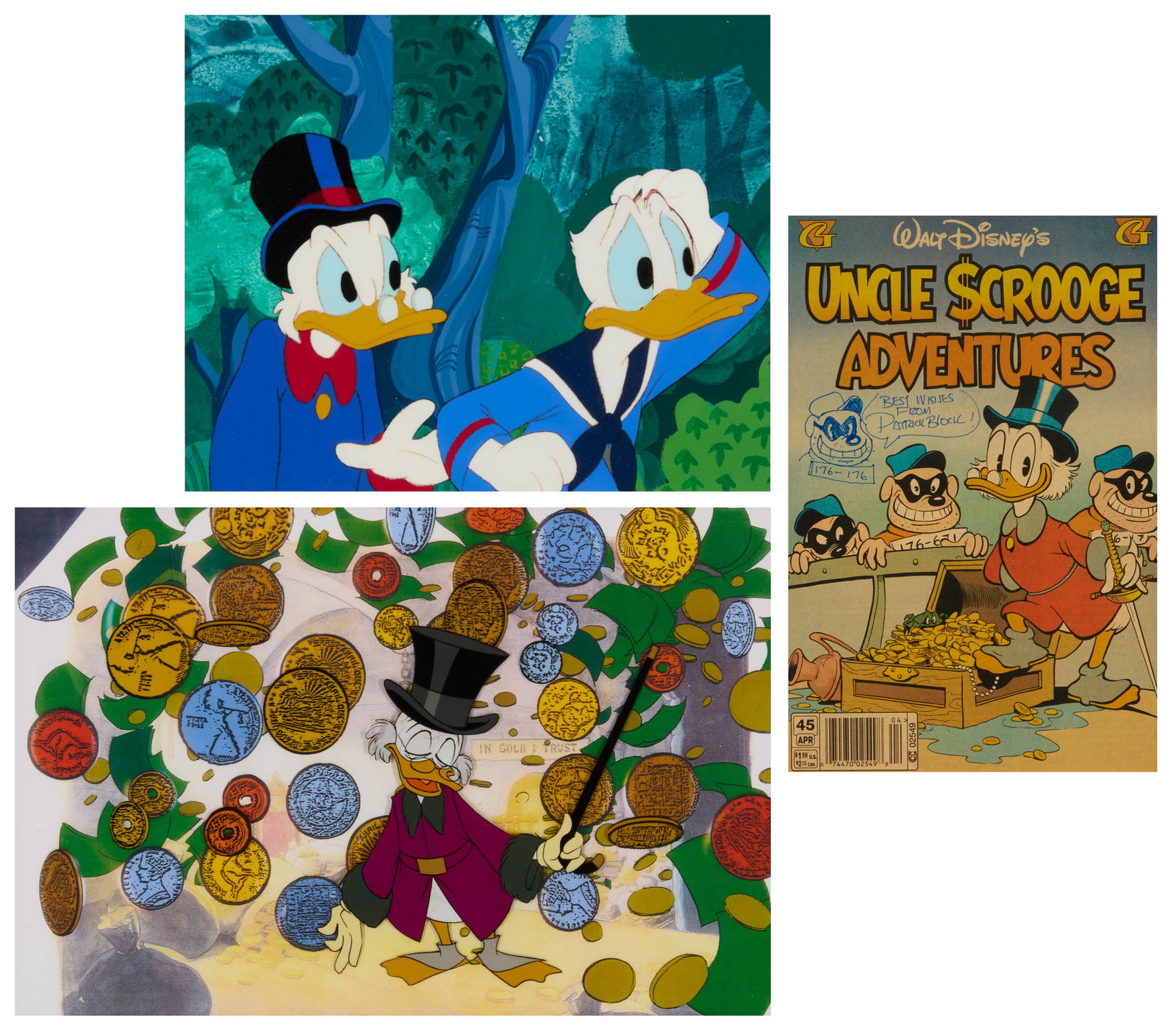 Two hand-painted animation cels from the Walt Disney television series "DuckTales" and an "Uncle (1 of 14)