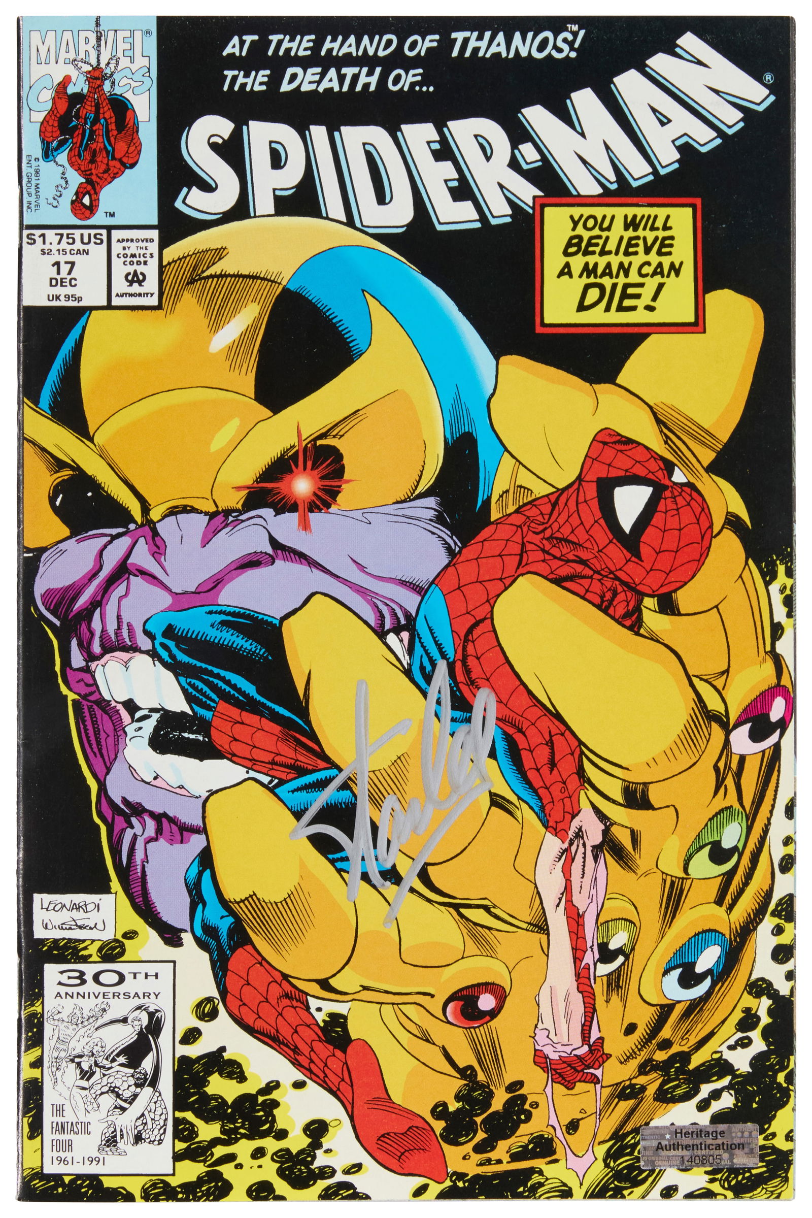 Spider-Man #17 [Direct] (Marvel Comics, December 1991) Signed by Stan Lee (1 of 5)