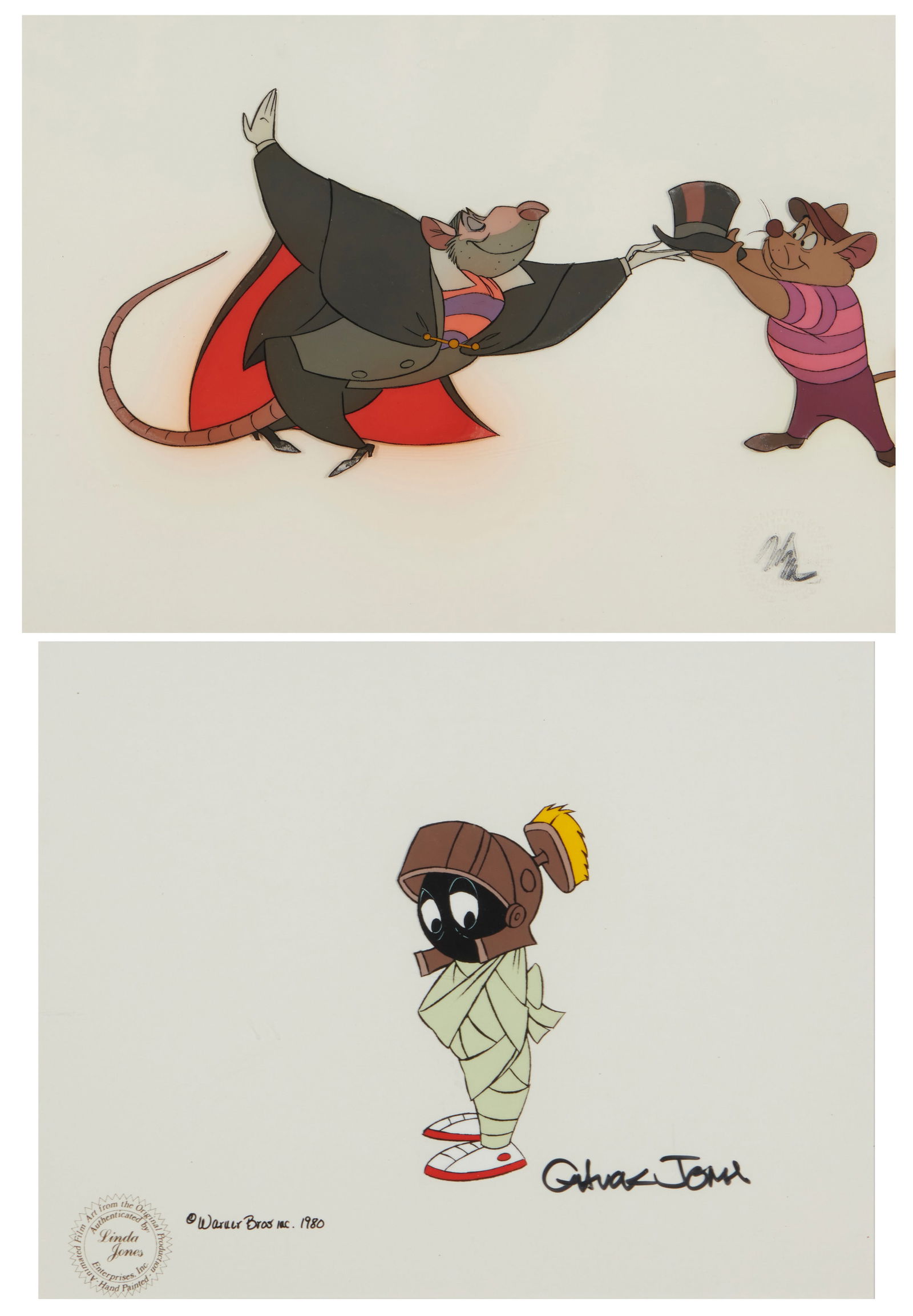Two hand-painted animation cels from The Walt Disney Company and Warner Bros. Inc. (1 of 13)