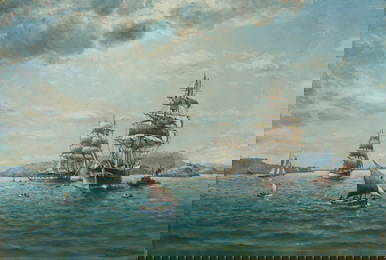 William Alexander Coulter (1849-1936), "Windjammers and other commercial sail in the San Francisco