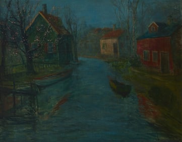 Svend Svendsen (1864-1945), Houses along a canal, 1917