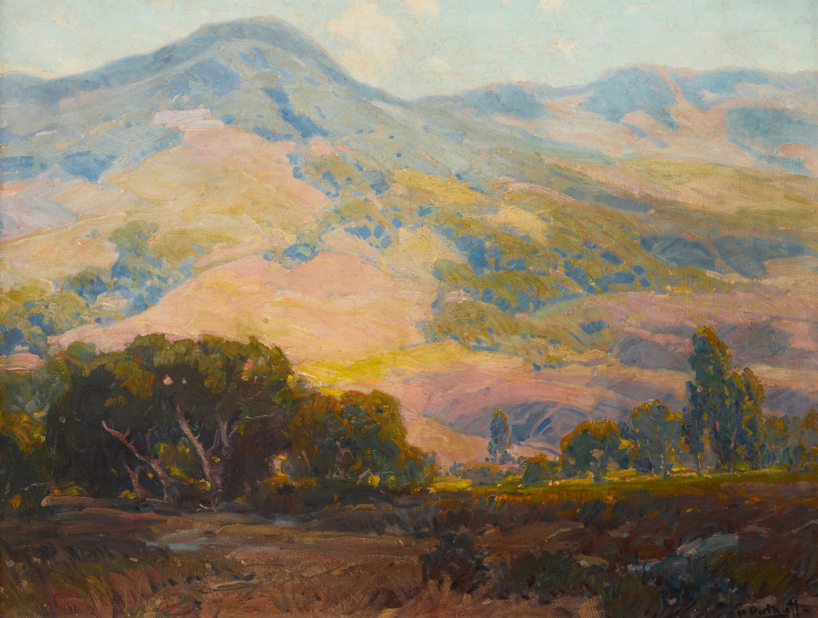 Hanson Duvall Puthuff (1875-1972), Trees in a rolling hills landscape: Hanson Duvall Puthuff(1875-1972)Trees in a rolling hills landscapeOil on canvas laid to canvasSigned lower right: H. Puthuff24" H x 32.5" H