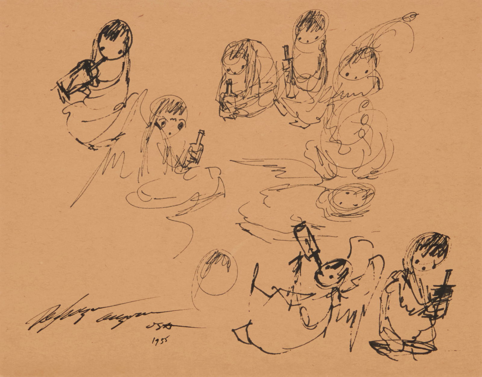 Ted De Grazia (1909-1982), Drinking angels, 1955 (1 of 5)