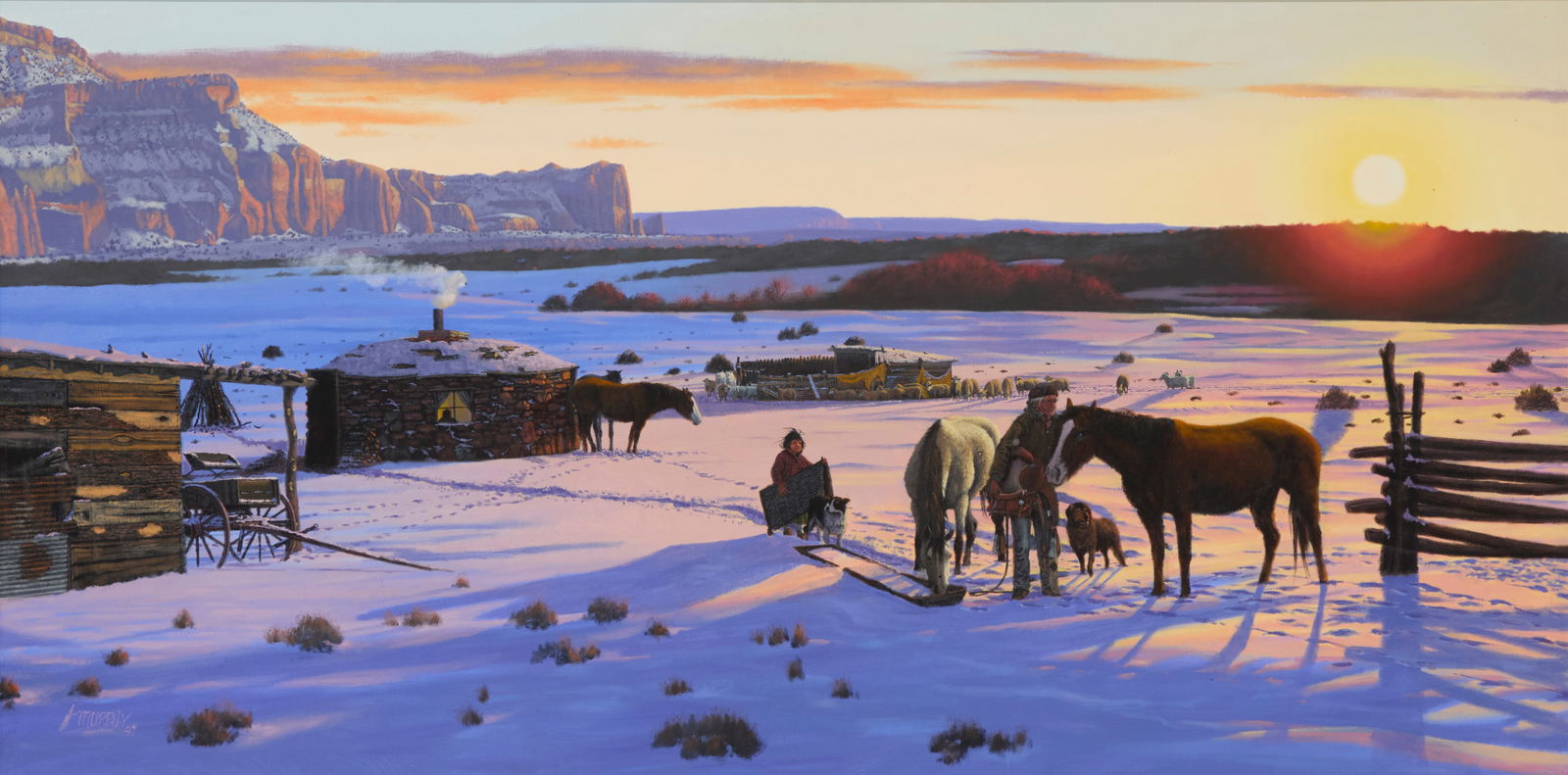 William "Willie" Murphy (b. 20th century), Family outside the hogan in winter, 1997 (1 of 5)