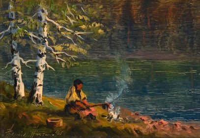 Heinie Hartwig (b. 1937), Cooking beside a river