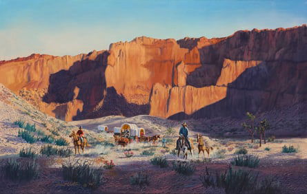 Robert Walton (1934-2019), Wagon train in red canyon, 2002