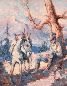 Hans Ressdorf (1918-2011), Cowboy and packhorse at rest
