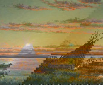 Randy Van Beek (b. 1958), "Blackfoot Lake Camp"