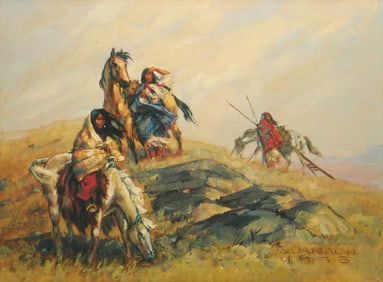 Nancy McLaughlin (1932-1985), Native American riders and horses, 1973