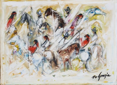 Ted DeGrazia (1909-1982), "Big War Spaniards and Indians," 1961