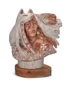 Alvin Marshall (b. 1959, Navajo/Dine), Male bust in wolf headdress