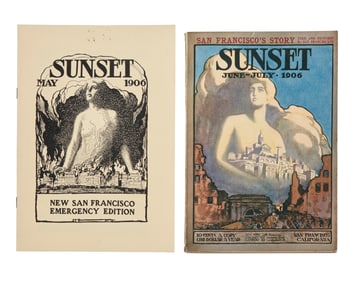 A San Francisco earthquake issue of "Sunset" magazine with cover illustrated by Maynard Dixon