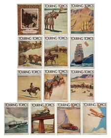 A collection of 13 "Touring Topics" magazines from 1930 with covers illustrated by Maynard Dixon