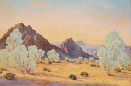 John Hilton (1904-1983), Smoke trees in a desert landscape