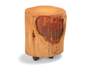 A tree stump stool