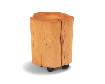 A tree stump stool