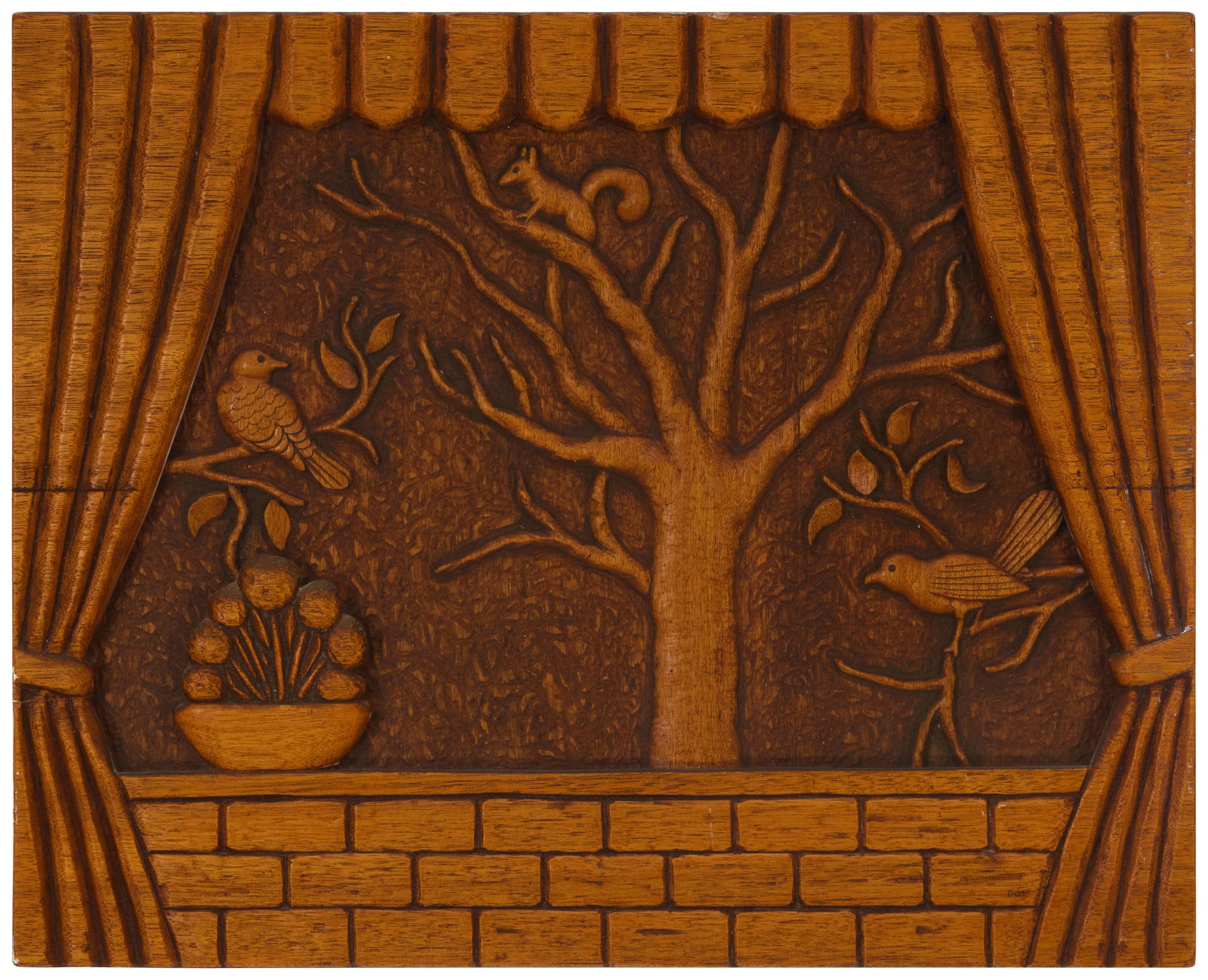 A Folk Art carved wood window view (1 of 5)