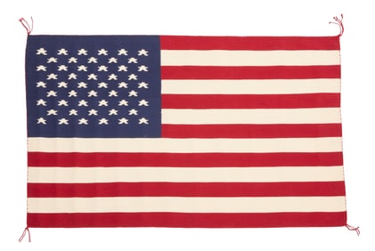 A Bertha Harvey Navajo US flag pictorial weaving