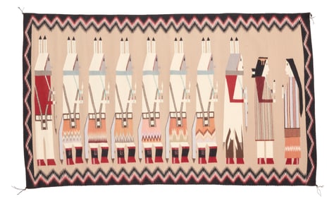 An Ella Yazzie Navajo Yei Bi Chei-style pictorial textile