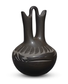 Barbara "Jo-Povi" "Cactus Flower" Martinez (b. 1947, Santa Clara Pueblo), A blackware pottery