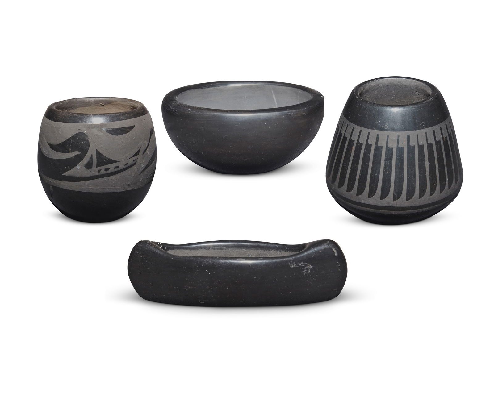 A group of Southwest Pueblo blackware pottery vessels (1 of 12)