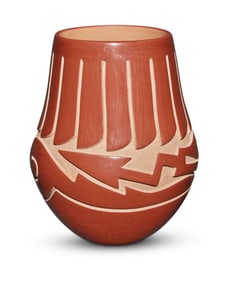 Vicky Martinez Tafoya (b. 1967, Santa Clara Pueblo), A redware pottery jar, early 21st century