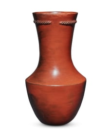 Susie Crank (b. 1966, Navajo/Dine), A tall redware pottery vase, late 20th/early 21st century