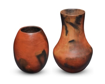 Two Navajo redware pottery jars