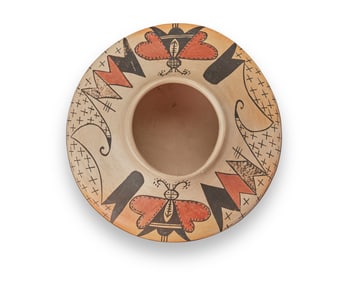 Mark Tahbo & Grace Chapella (1958-2017 & 1874-1980, Hopi-Tewa), A polychrome yellowware pottery jar,