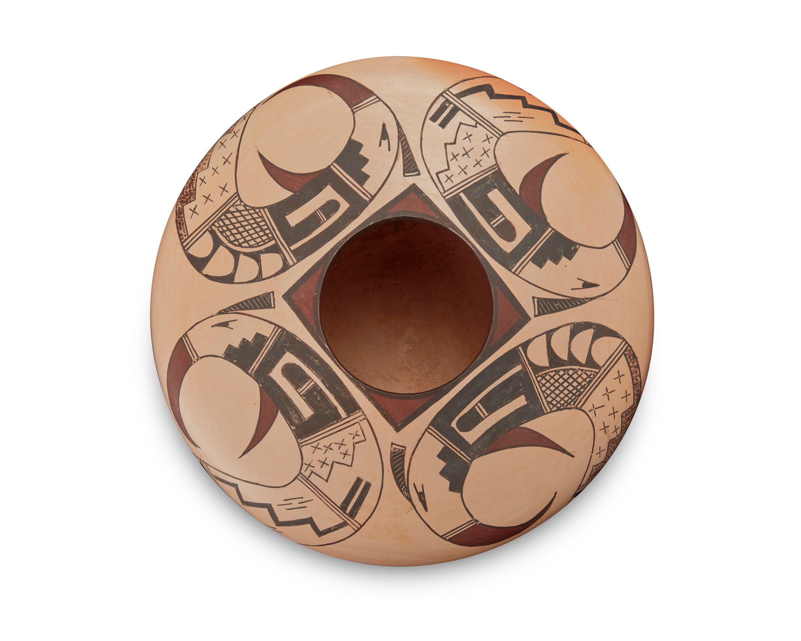 Ramon Tahbo Howato (b. 1978, Hopi-Tewa), A polychrome pottery flat shouldered jar, early 21st (1 of 5)