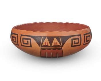 Stetson Setalla (b. 1962, Hopi-Tewa), A polychrome pottery low bowl, late 20th/early 21st century