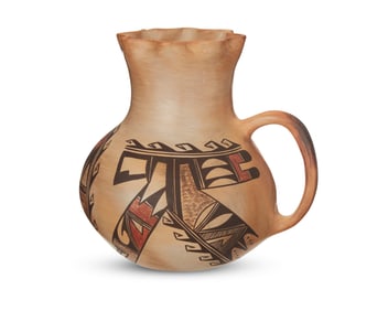 Stella Huma (1929-1996, Hopi-Tewa), A polychrome pottery water pitcher, mid/late 20th century