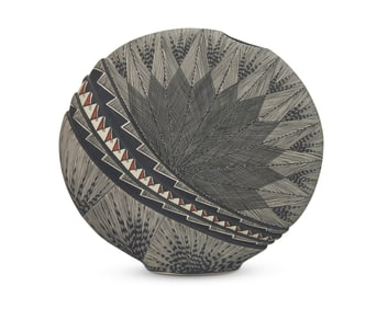 Dorothy Sanchez (b. 20th century, Acoma Pueblo), A polychrome canteen-form pottery vessel, early