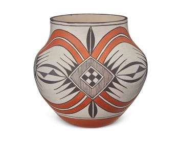 Lee Ann Cheromiah (b. 1954, Laguna Pueblo), A polychrome pottery olla, early 21st century