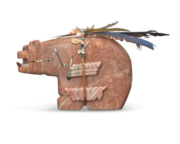 Andy Abeita (b. 20th century, Isleta Pueblo), A large carved hardstone bear fetish figure, late