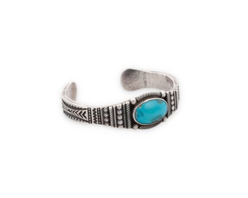 A Southwest Navajo sterling silver and turquoise cuff bracelet