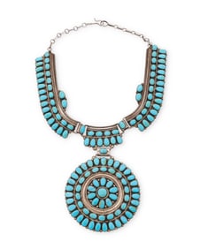 A Juliana Williams & Martha Smiley Navajo silver and cluster turquoise necklace