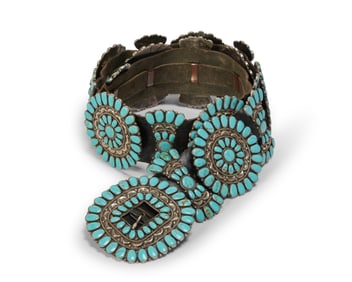 A Juliana Williams & Martha Smiley Navajo sterling silver and turquoise concho belt
