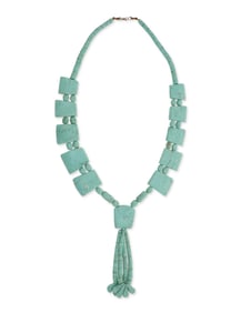 A Southwest Pueblo-style carved turquoise necklace