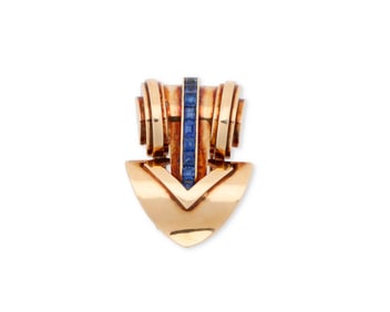 Cartier: A 14K Gold and Sapphire Clip/Brooch