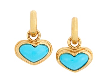 Stefani: A Pair of 18K Gold and Turquoise Earrings
