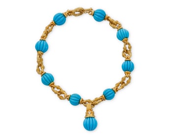D'Ziener: An 18K Gold and Turquoise Necklace