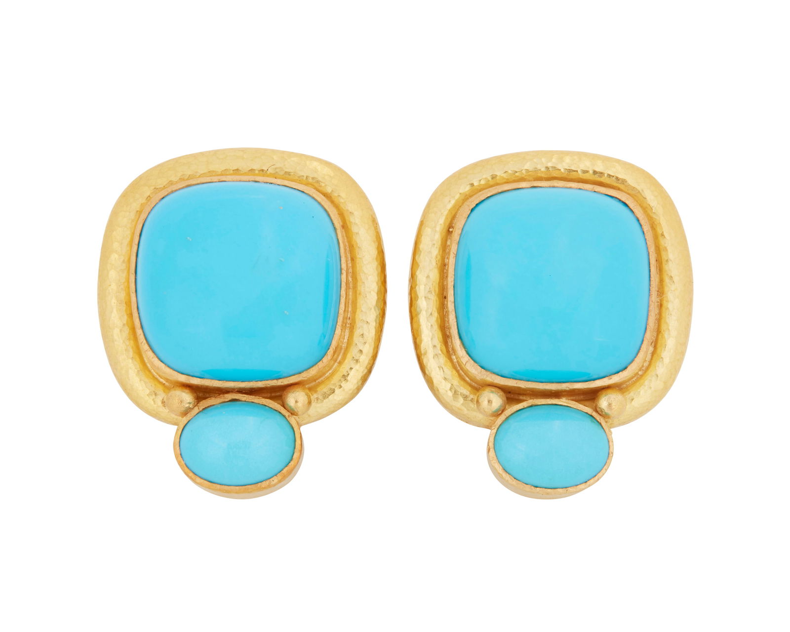 Elizabeth Locke: A Pair of 18K Gold and Turquoise Earrings (1 of 3)