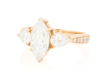 An 18K Rose Gold and Diamond Ring